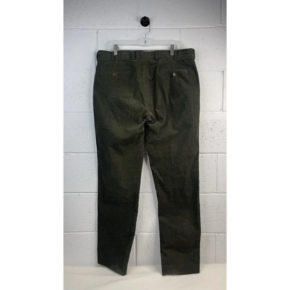Brooks Brothers Chino Pants Mens 36x32 Green Milano Corduroy Straight Leg Cotton